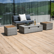 Garten-Rattanset DEBRA, grau/natur/cremefarben
