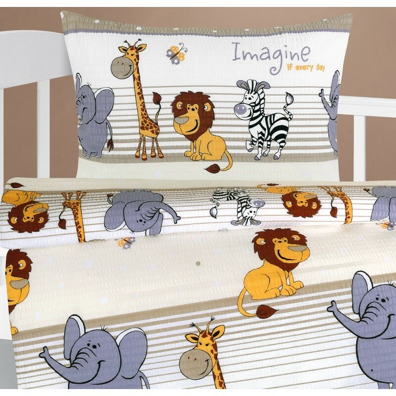 Bellatex Baby krepp ágynemű Agata Safari bézs, 90x 135 cm, 45 x 60 cm, 90 x 135 cm, 45 x 60 cm termék 2. képe