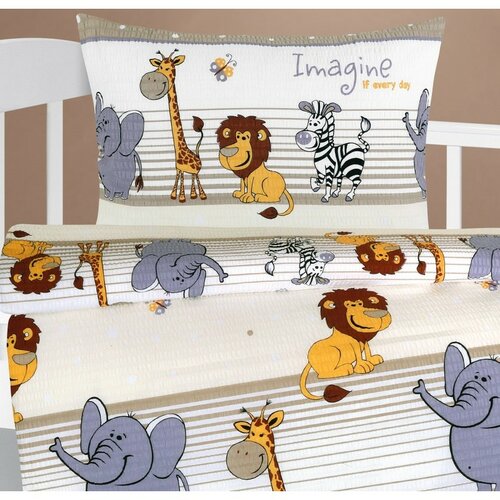 Постільна білизна з крепу Bellatex Baby Agata Safari бежева, 90 x 135 см, 45 x 60 см