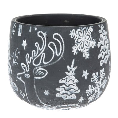 Beton virágcserép burkolat Winter deer, 16,5 x13,5 cm