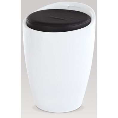 Taboret puf ze schowkiem, biała