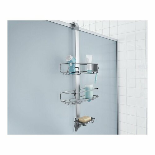 Simplehuman Regulowany uchwyt na drzwi prysznicowe z półkami