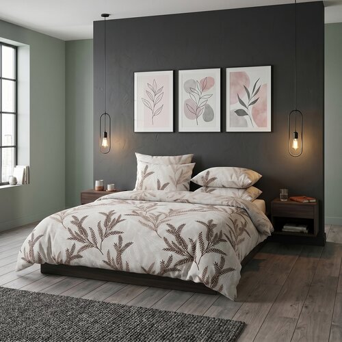 Kvalitex Satin-Bettwäsche Luxury Collection Oksia beige, 140 x 220 cm, 70 x 90 cm