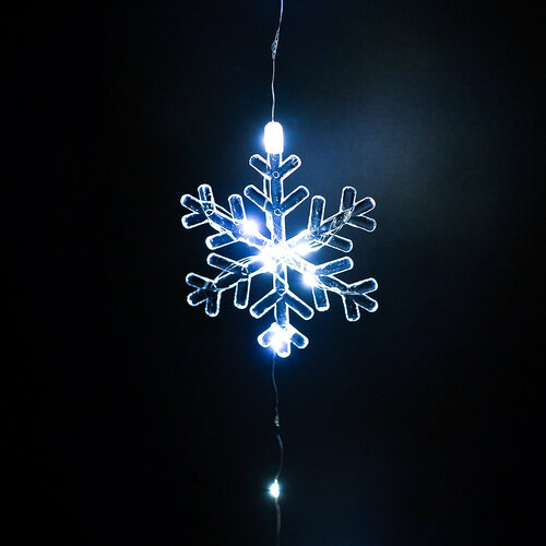 Kurtyna świetlna zewnętrzna Snowflakes, 120x120 cm, LED, zimna biała timer, 8 funkcji