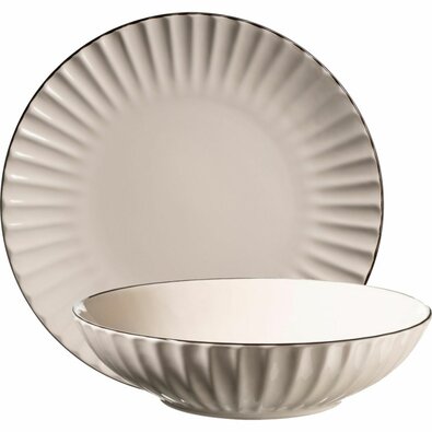 Set de 8 farfurii adânci și întinse Mäser OSITA – crem