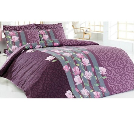 Bavlnené obliečky Carmine, fialová, 140 x 200 cm, 70 x 90 cm