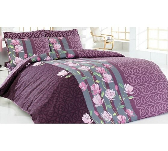 Bavlnené obliečky Carmine, fialová, 140 x 220 cm, 70 x 90 cm