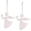 Підвісна різдвяна прикраса Ангел 2 шт., метал, білий