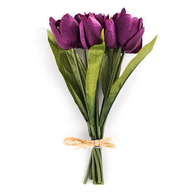Umělá květina tulipán 9 ks, fialová