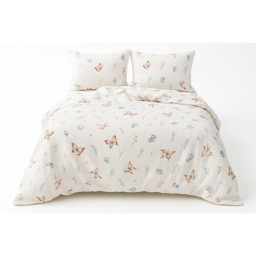 Matex Musselin-Bettwäsche Schmetterlinge, 140 x 200 cm, 70 x 90 cm