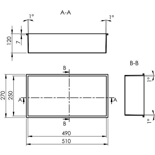 Raft încastrat POLYSAN 1301-53B Inserta 51 x 27cm, oțel inoxidabil, antracit