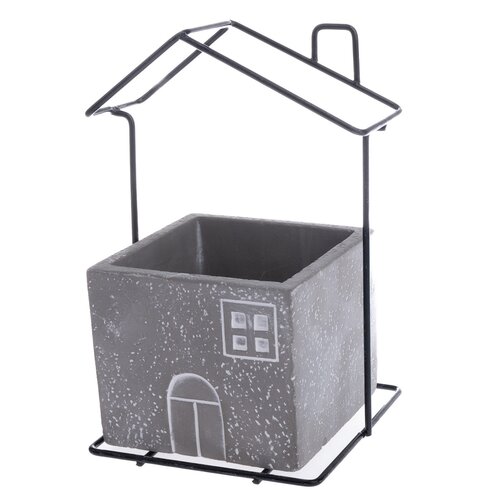 Бетонне кашпо для квіткового горщика House сірий, 14,5 x 20 x 12 см