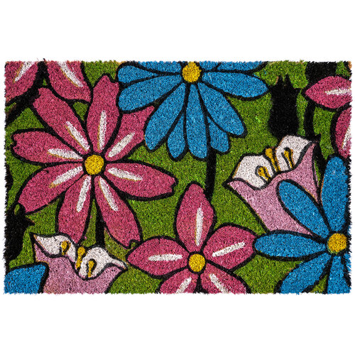 Kokosnuss-Fußmatte Blumen farbig 3, 40 x 60 cm