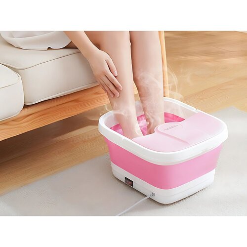 Skladacia masážna vanička na nohy s ohrevom, ružová