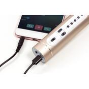Teddies Mikrofon karaoke Bluetooth, złoty, nabaterie, z kablem USB