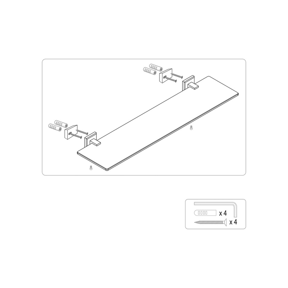 Fala Quad Chrom üvegpolc, 50 cm  termék 2. képe