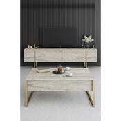 Luxe Travertine and Gold TV-asztal