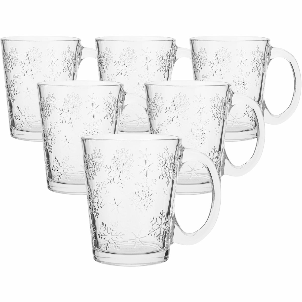 Altom Zestaw 6 szklanych kubków Snowflakes 300 ml