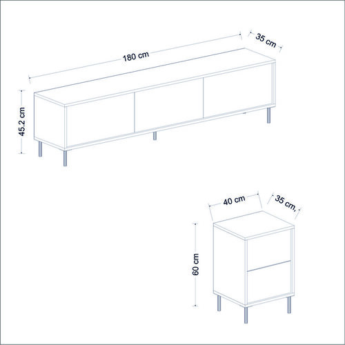Televizní stolek se skříňkami Imej White and Gold