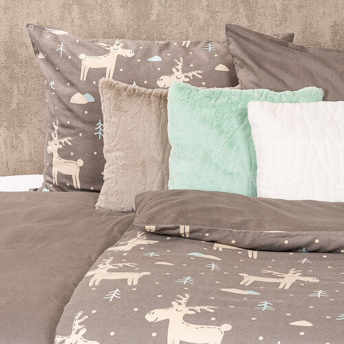 4Home Posteljnina iz flanele Happy reindeer, 140 x 220 cm, 70 x 90 cm