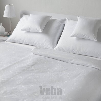 Lenjerie de pat VEBA Damasc Bohema Flori mari alb , 140 x 200 cm, 70 x 90 cm