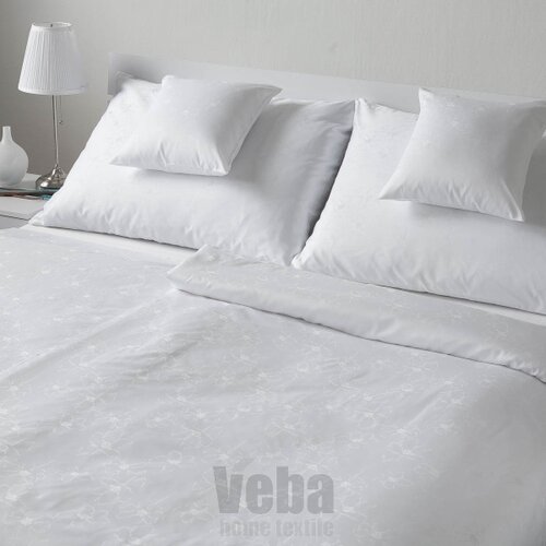 Lenjerie de pat VEBA Damasc Bohema Flori mari alb , 140 x 200 cm, 70 x 90 cm