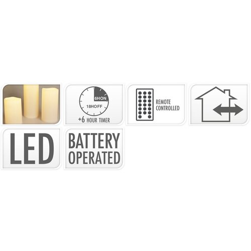 Súprava vonkajších LED blikajúcich sviečok, 3 ks, krémová