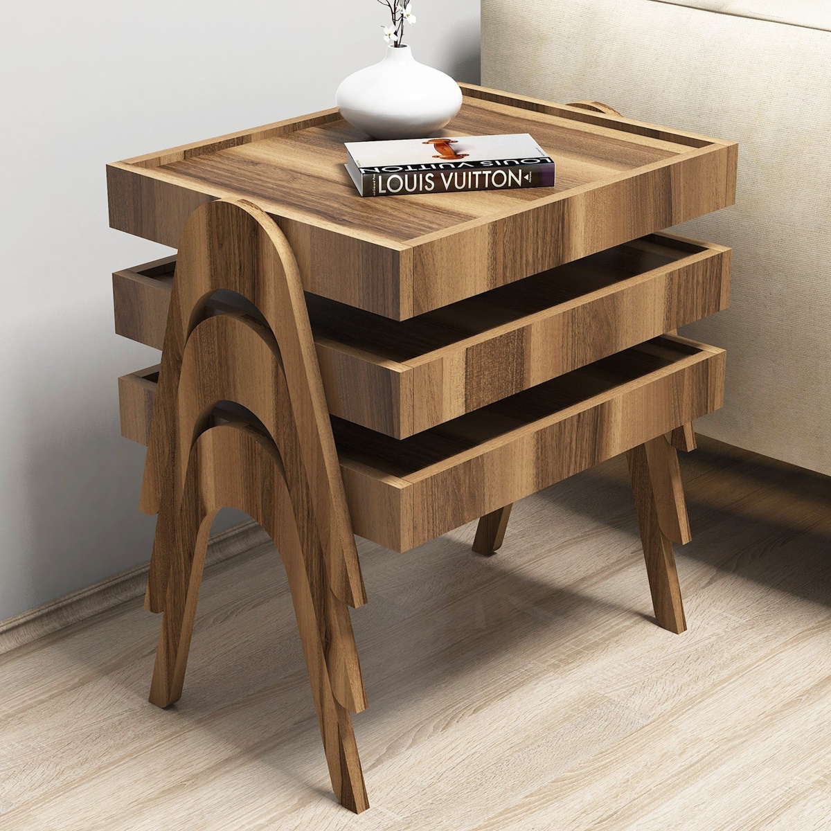 Odkládací stolek Roma Walnut, 3 ks - thumb (1)
