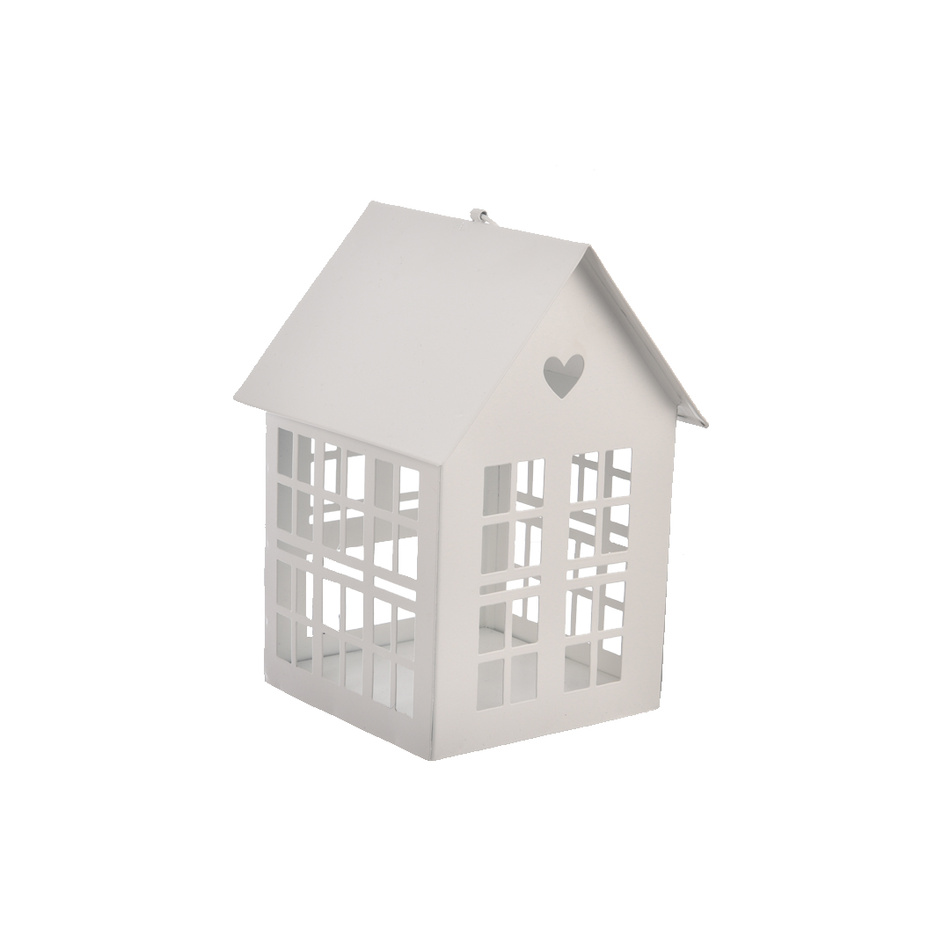 InDecor Fém gyertyatartó House fehér, 15 x 13 x 20 cm akciós termékkép 1