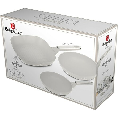BerlingerHaus Set de tigăi cu suprafață din titan Sahara Marble, 2+1 buc.