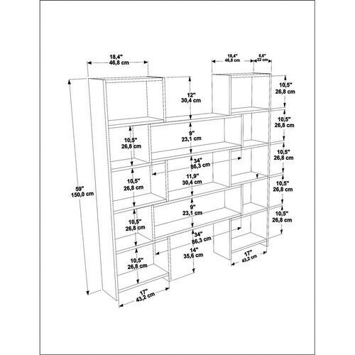 Bibliotecă Poyraz Black and Oak