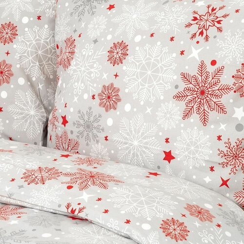 Kvalitex Pościel bawełniana Płatek śniegu czerwony, 140 x 200 cm, 70 x 90 cm