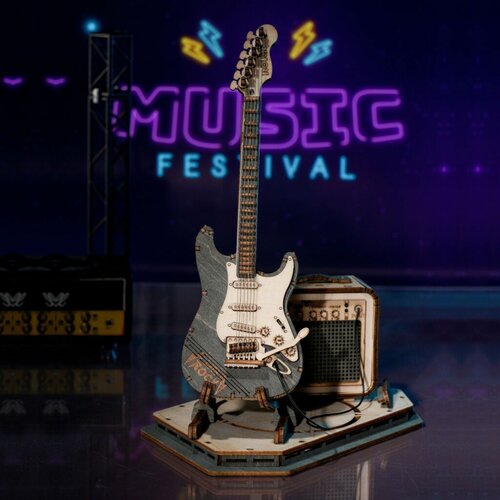 RoboTime 3D drevené puzzle Elektrická gitara
