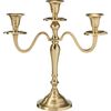 Fém gyertyatartó, 3 karos, 29x10x30 cm, szín:arany, dekoráció: 1