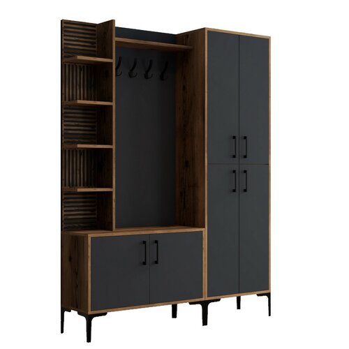 Vešiak s botníkom, policami a skriňou Viyana Walnut and Anthracite