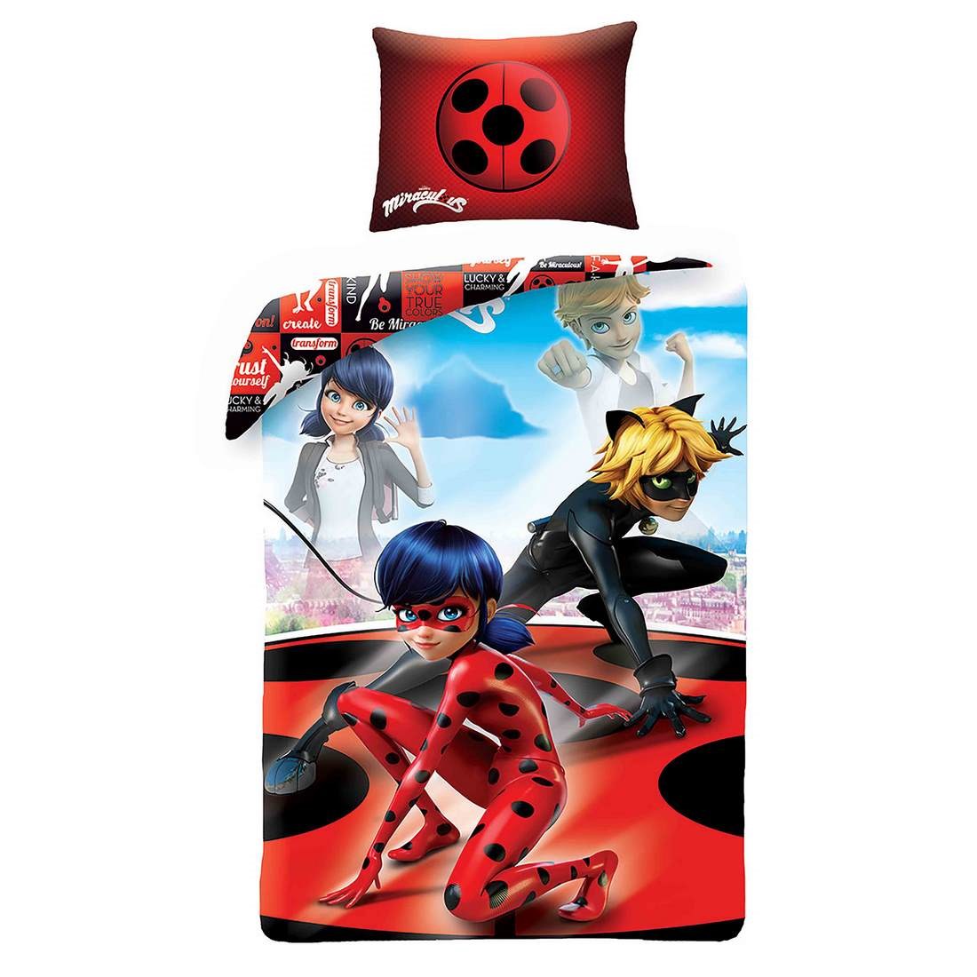 Halantex Detské bavlnené obliečky Miraculous 0108, 140 x 200, 70 x 90 cm