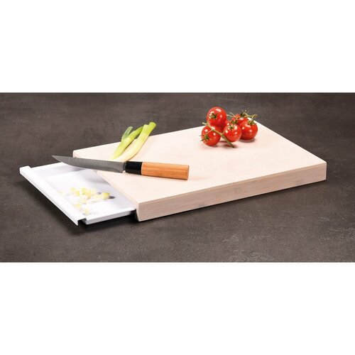 Kesper 57352 Deska za rezanje z odlagalno posodo,bela, 38 x 25,5 x 3,5 cm
