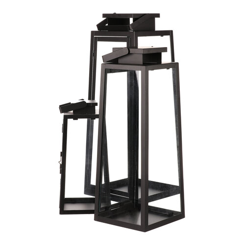 Set de felinare metalice negre, 3 buc