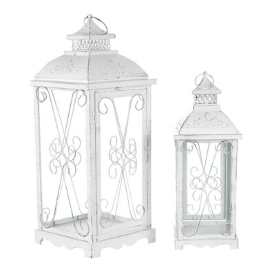 Zestaw latarni metalowych Brillo 2 szt., biały