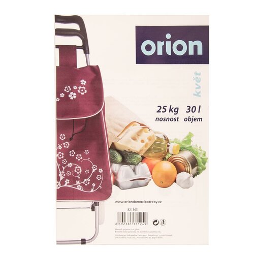 Orion Bordó virág  kerekes bevásárlótáska, 34 x 28 x 93 cm