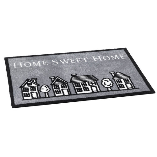 Vnútorná rohožka Home sweet home grey, 50 x 75 cm