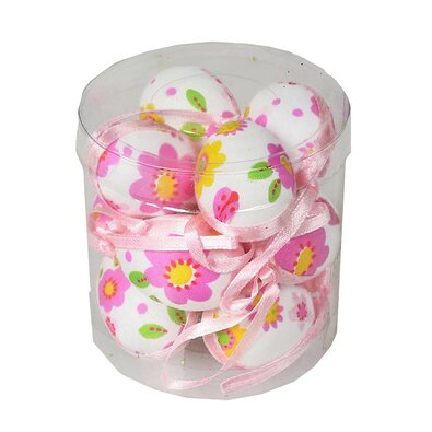 Set de ouă de Paște cu model floare roz, înălțime4 cm,  12 bucăți în pachet