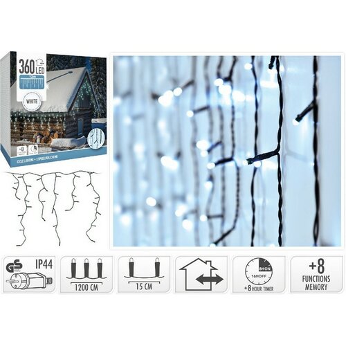 Veriga luči Falling Rain 12 m, 360 LED-diod,hladna bela