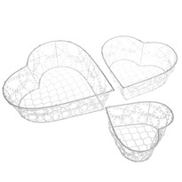 Sada dekoračních kovových košíků Wire heart, 3 ks Sada dekoračních kovových košíků Wire heart, 3 ks