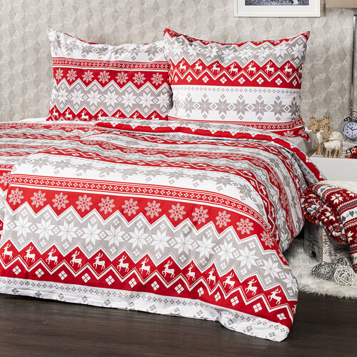 Lenjerie de pat din bumbac Crăciun 4Home Red Nordic, 140 x 220 cm, 70 x 90 cm