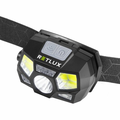 Retlux RPL 701 Zewnętrzna ładowalna latarka czołowa LED COB, zasięg 70 m, żywotność 15 godzin