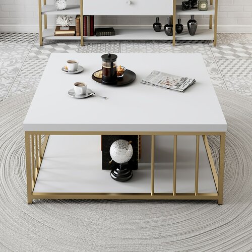 Konferenční stolek Zenn White and Gold