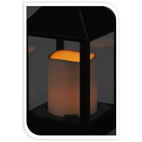 Lanterna z LED svečo, rjava, 23 cm