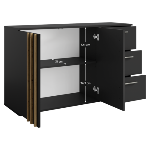 Kommode TOLIS 2D3S, schwarz