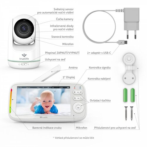 Obrotowa niania elektroniczna TrueLife NannyCam R5